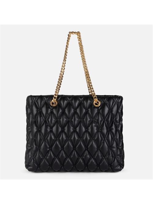 Shopper in tessuto embossed con manici in catena ELISABETTA FRANCHI | BS64A47E2.110